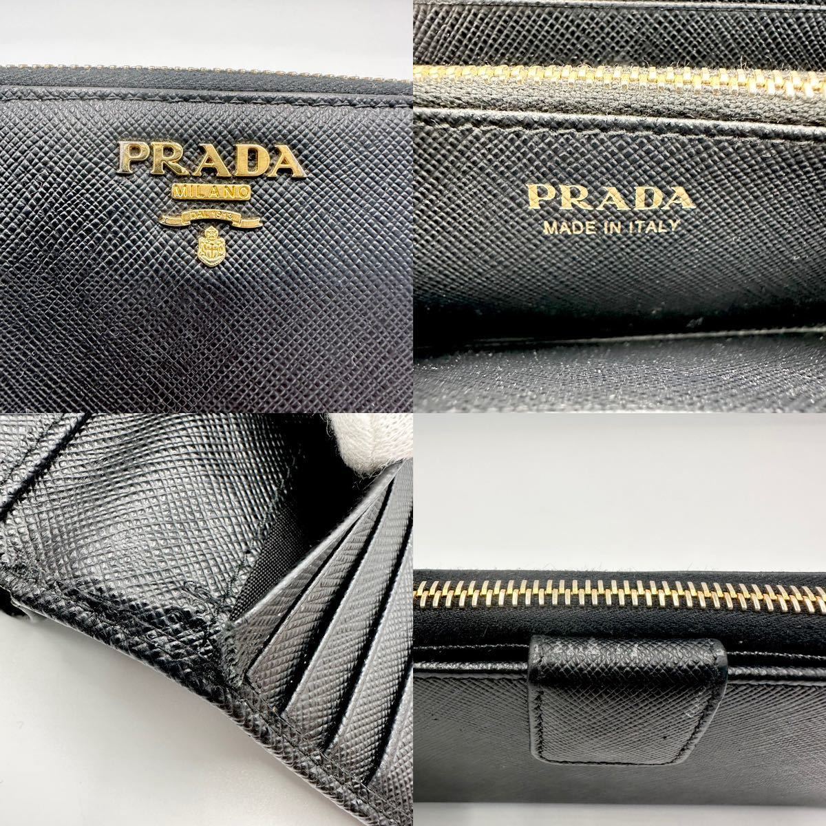 □希少型/美品/付属付□ プラダ PRADA 長財布 折り財布 サフィアーノ