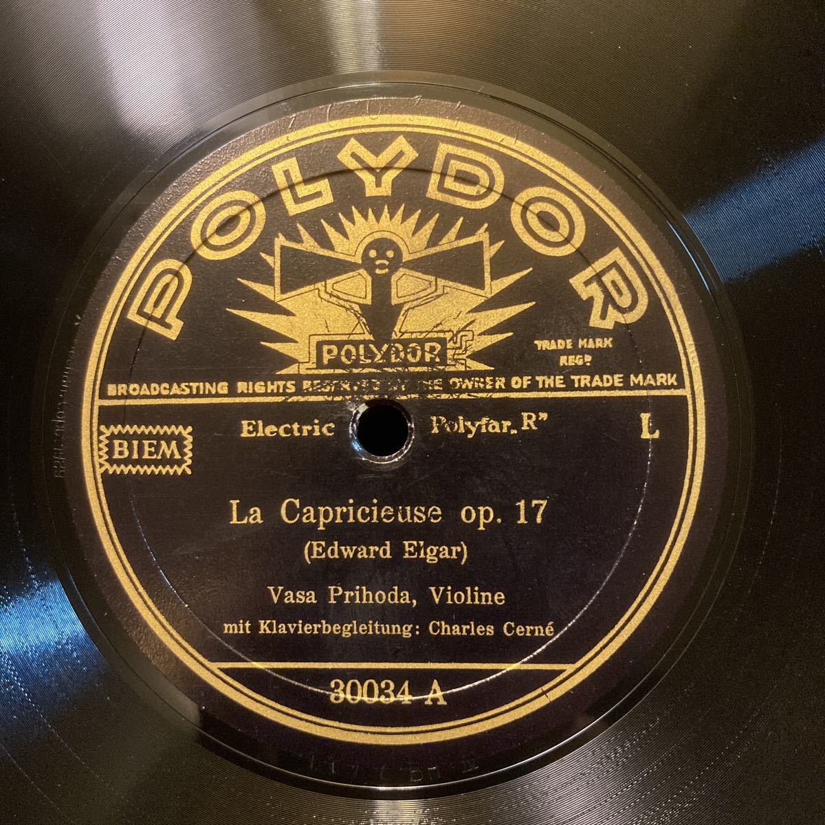 ■ プシホダ 　：( 10インチSP盤)　La Capricieuse Op.17 (Elgar) / Madriglle（Simonetti) Polydor 30034 独盤