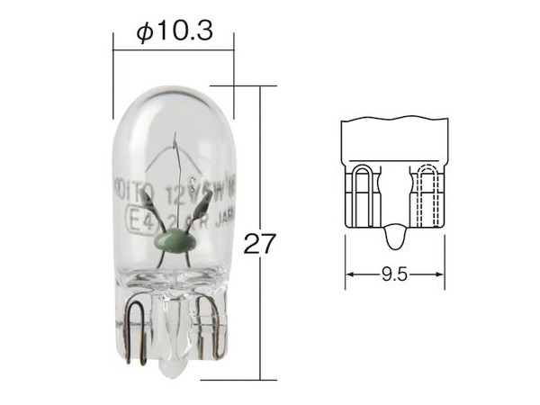 白熱 バルブ 計器 表示 ランプ ライト ウェッジ 24V 5W W2.1×9.5d T10 クリア 10個 一般 ノーマルバルブ 小糸製作所 小糸 KOITO 1683_画像3