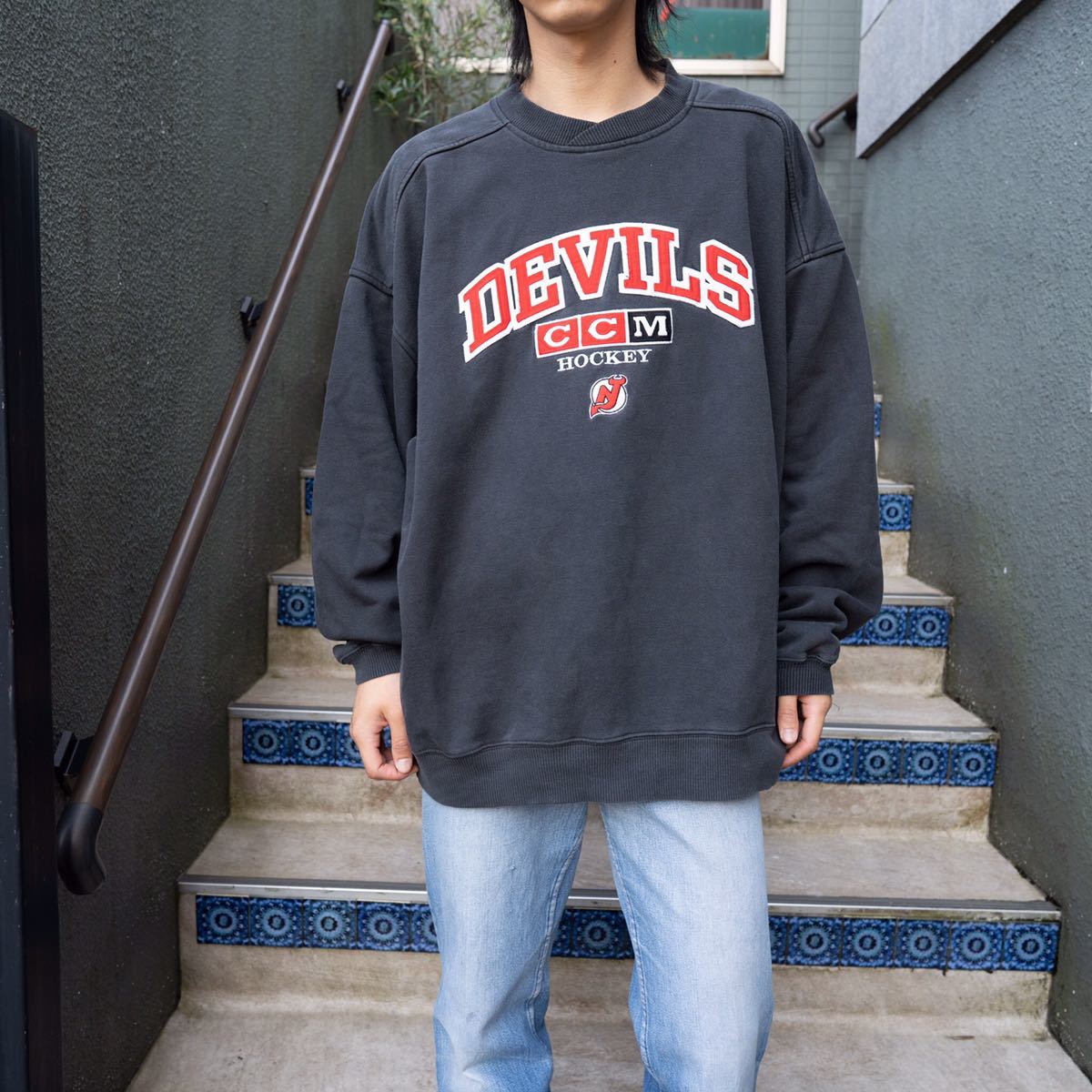 USA VINTAGE CCM DEVILS EMBROIDERY DESIGN SWEAT SHIRT/アメリカ古着刺繍デザインスウェット