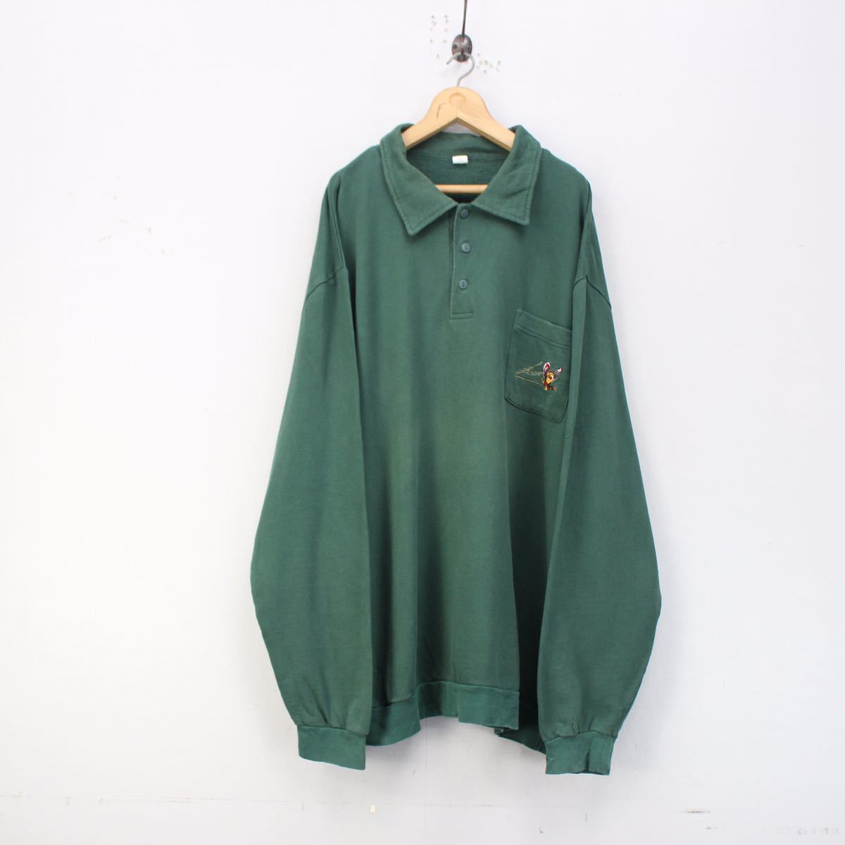 USA VINTAGE PEECOCK EMBROIDERY SWEAT POLO SHIRT/アメリカ古着孔雀刺繍スウェットポロシャツ_画像4
