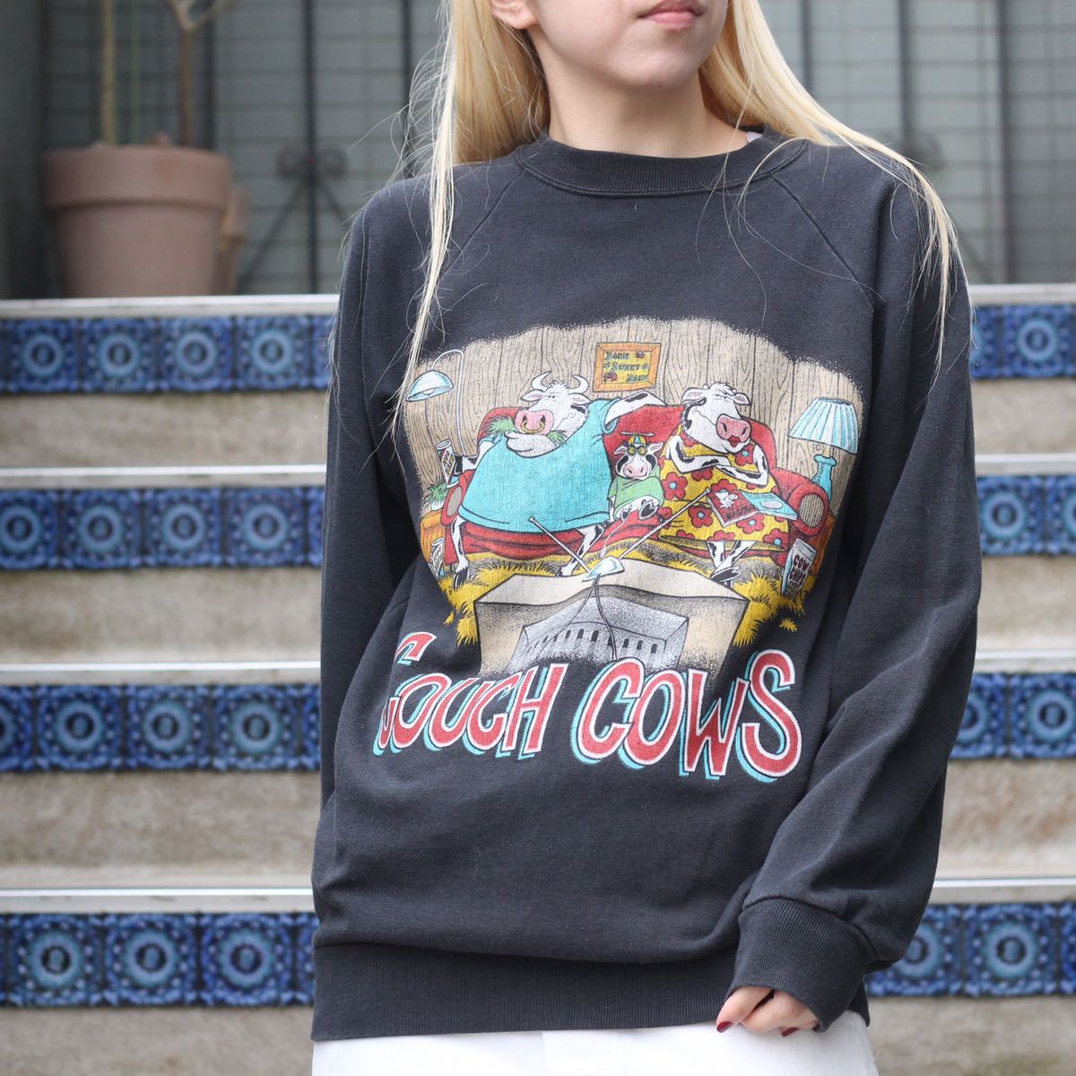 USA VINTAGE COW DESIGN SWEAT SHIRT/アメリカ古着牛デザインスウェット