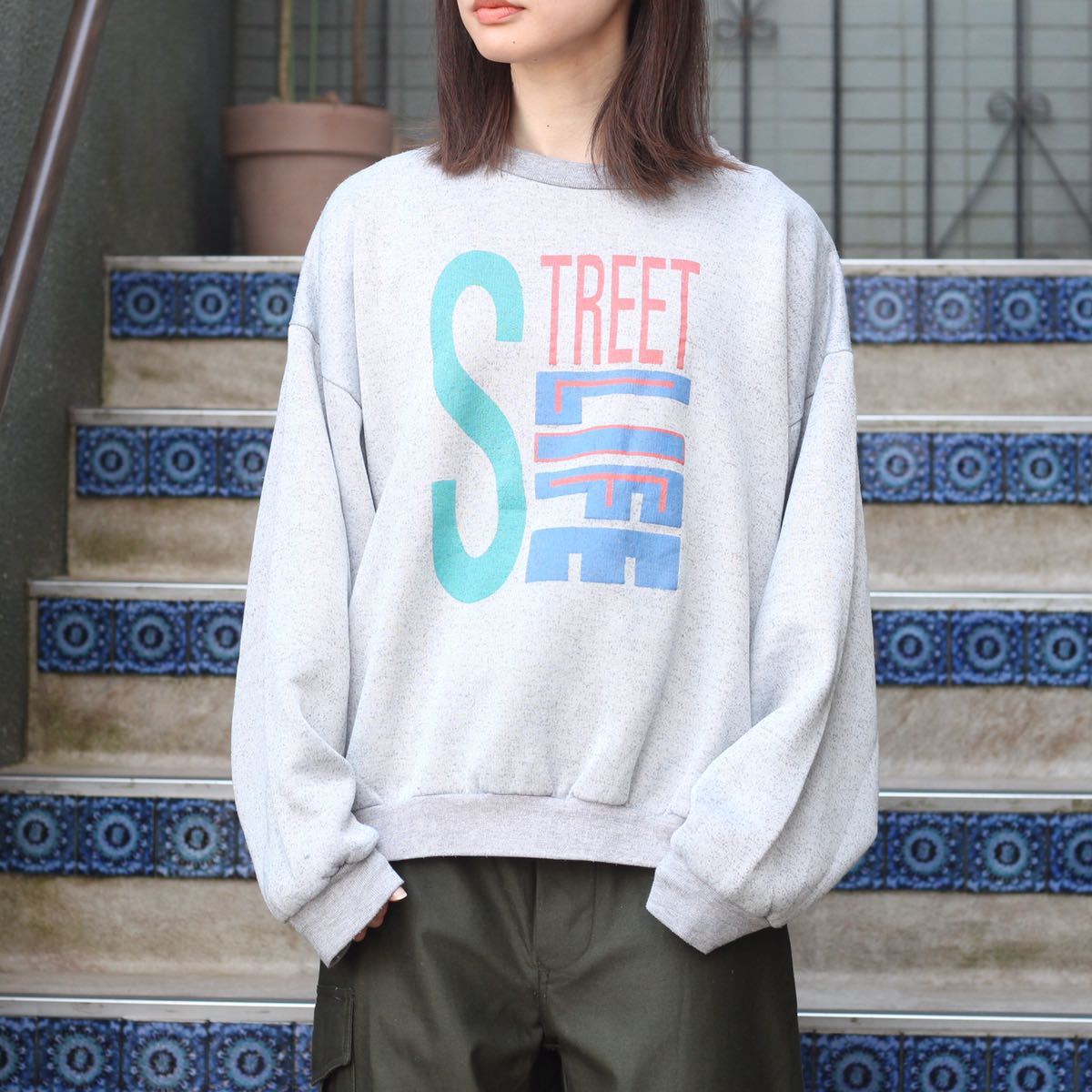 USA VINTAGE STREET LIFE LOGO DESIGN SWEAT SHIRT/アメリカ古着ロゴデザインスウェット