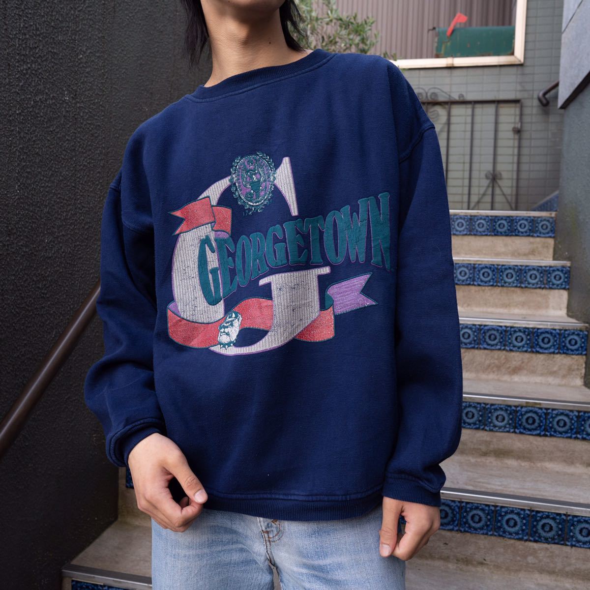 USA VINTAGE FLUID G LOGO PRINT DESIGN SWEAT SHIRT/アメリカ古着ロゴプリントデザインスウェット