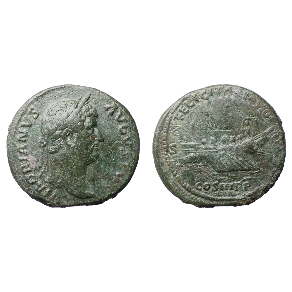 【古代ローマコイン】Hadrian（ハドリアヌス）クリーニング済 ブロンズコイン 銅貨 ドゥポンディウス(yrp7VDG9N2)_画像1