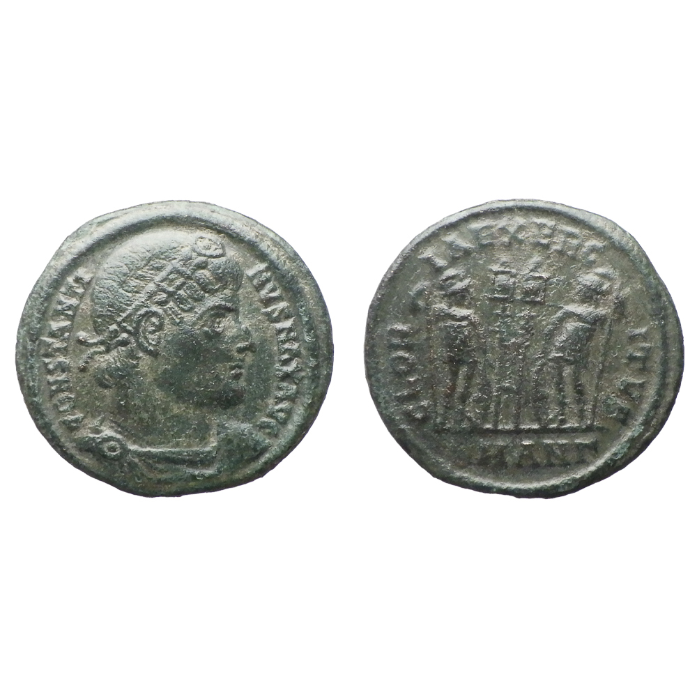 【古代ローマコイン】Constantine I（コンスタンティヌス1世）クリーニング済 ブロンズコイン 銅貨 フォリス(6m8jDgrCij)_画像1
