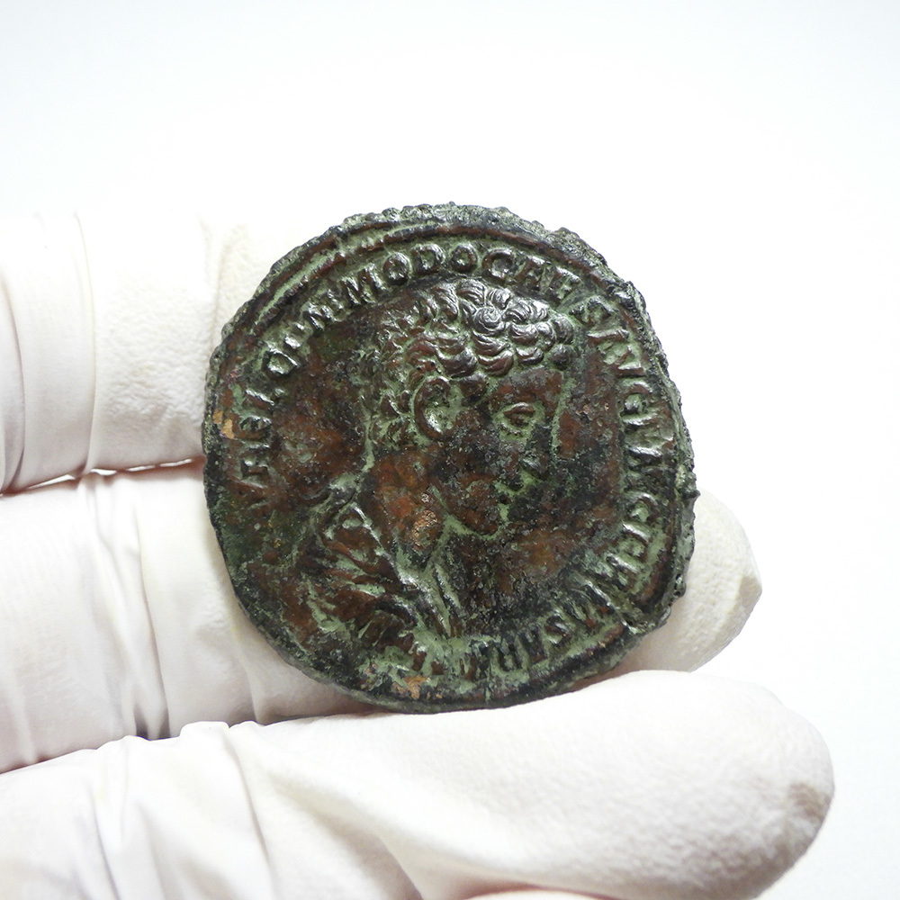 【古代ローマコイン】Commodus（コンモドゥス）クリーニング済 ブロンズコイン 銅貨 セステルティウス(eDSWkQ6T82)_画像3