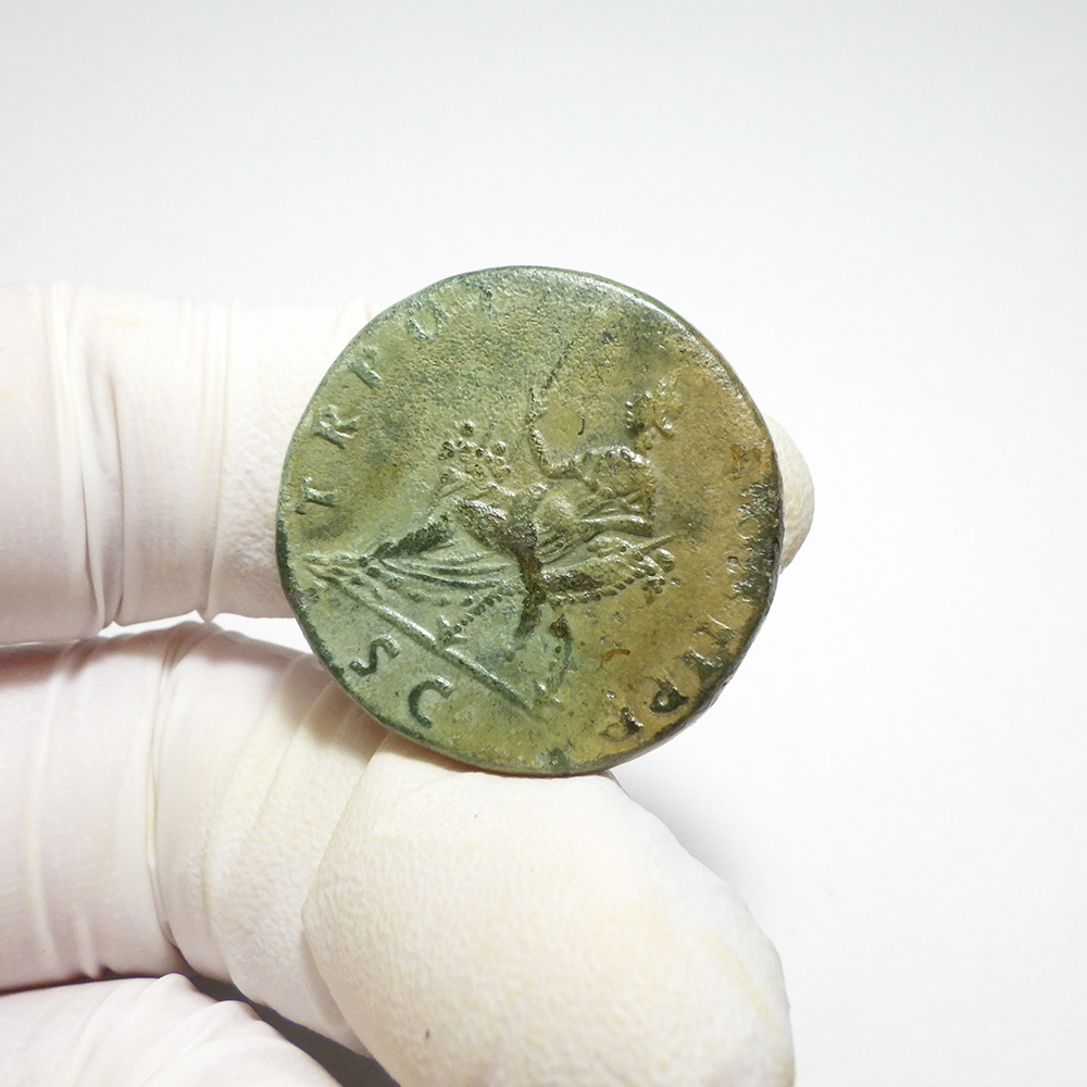 【古代ローマコイン】Trajan（トラヤヌス）クリーニング済 ブロンズコイン 銅貨 ドゥポンディウス(UZABjk8Zfg)_画像6