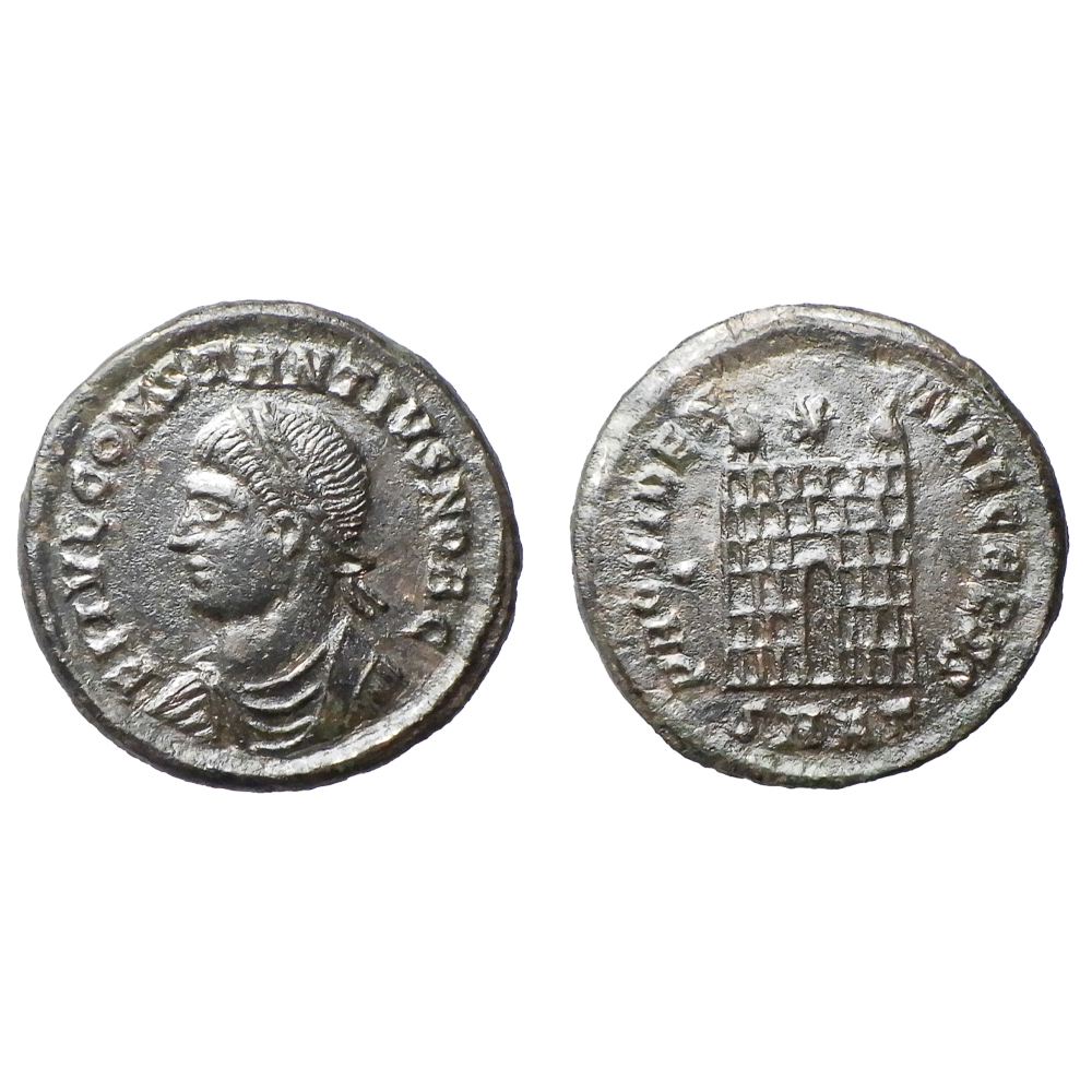 【古代ローマコイン】Constantius II（コンスタンティウス2世）クリーニング済 ブロンズコイン 銅貨 フォリス(nZD76ZtbPe)_画像1