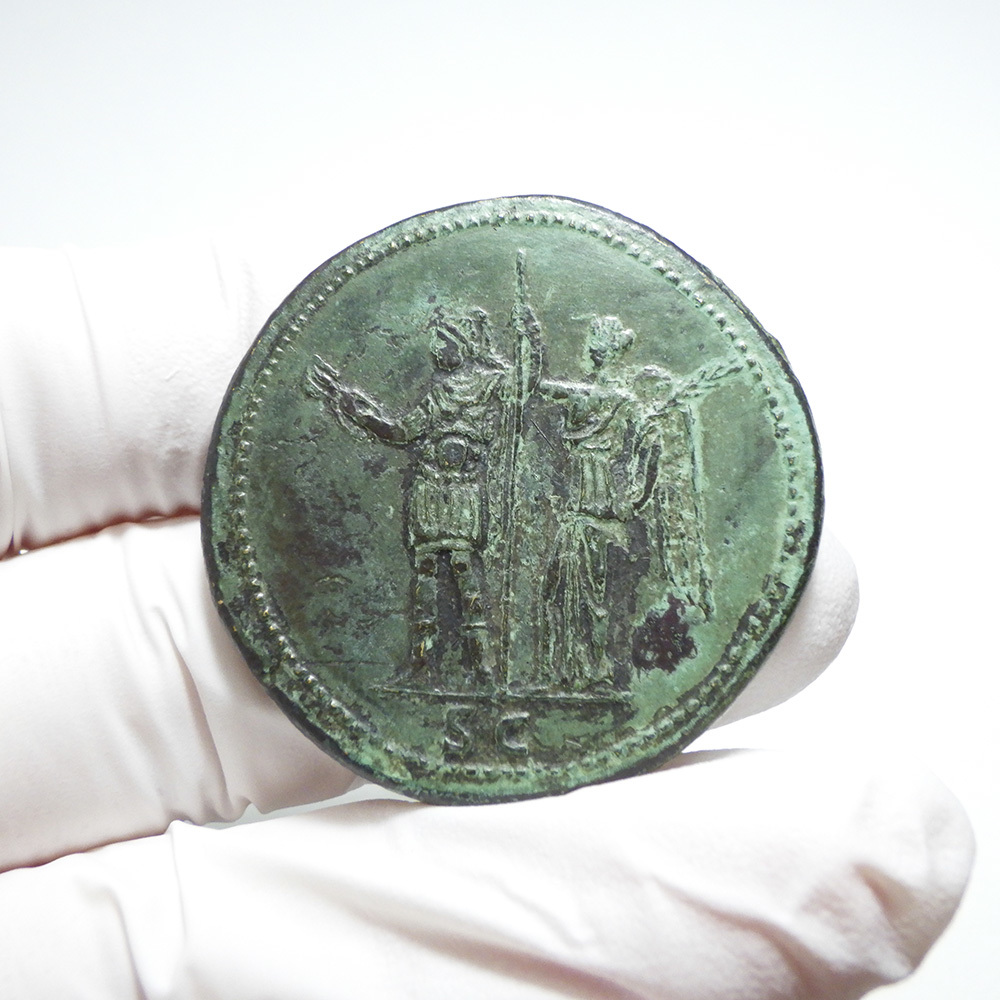 【古代ローマコイン】Domitian（ドミティアヌス）クリーニング済 ブロンズコイン 銅貨 セステルティウス(RS3tV6pJMr)_画像4