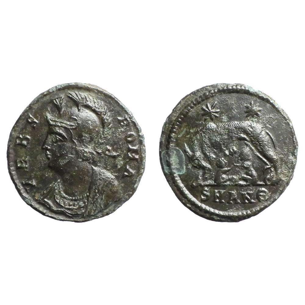 【古代ローマコイン】VRBS ROMA（ローマ市記念）クリーニング済 ブロンズコイン 銅貨 フォリス(sS8tmdRrYT)_画像1