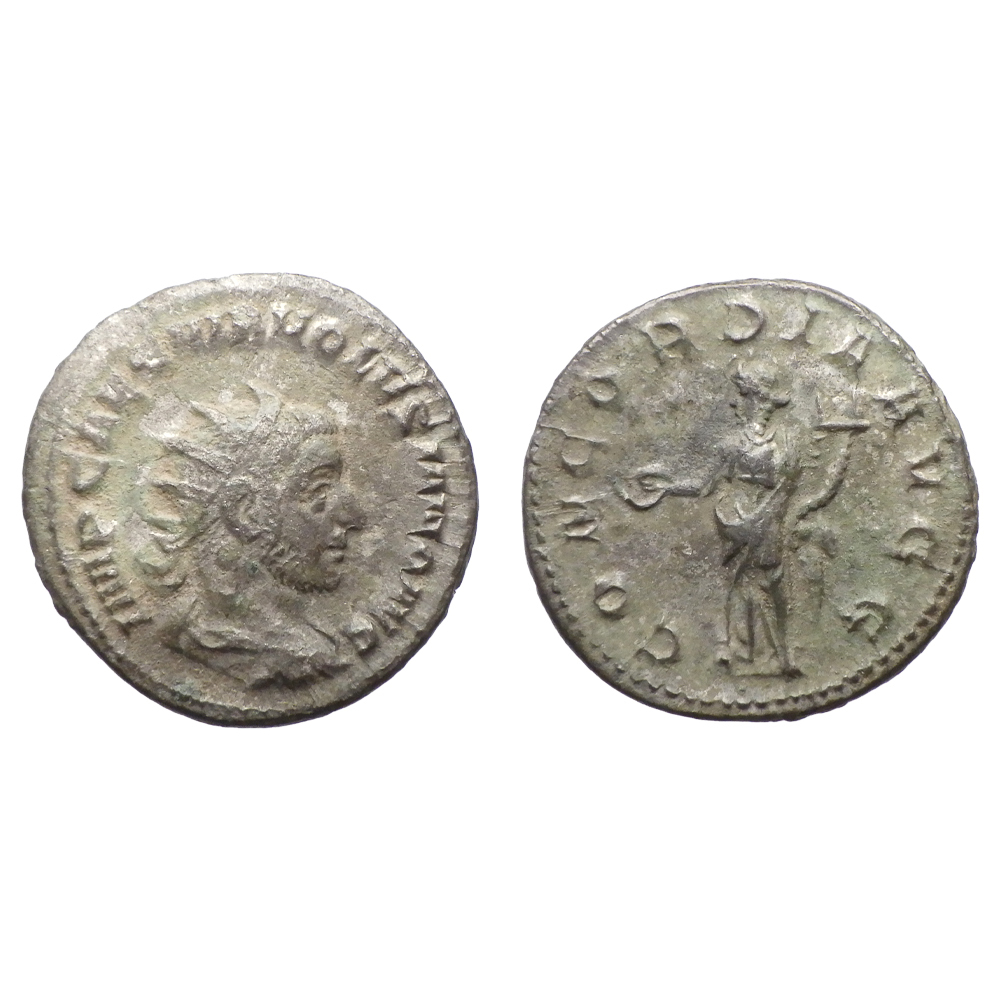 【古代ローマコイン】Volusian（ウォルシアヌス）未クリーニング シルバーコイン 銀貨 アントニニアヌス(dHN43uKXiY)_画像1