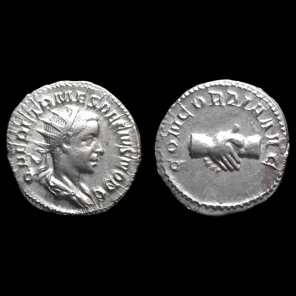 【古代ローマコイン】Herennius Etruscus（ヘレンニウス・エトルスクス）クリーニング済シルバーコイン 銀貨 アントニニアヌス(Q3m4WLVfte)_画像1