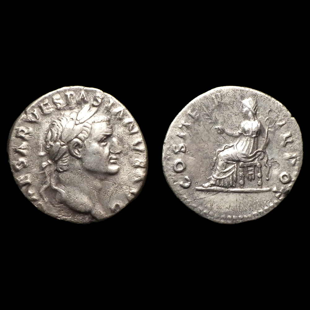 【古代ローマコイン】Vespasian（ウェスパシアヌス）クリーニング済 シルバーコイン 銀貨 デナリウス(7dgcyuNDfX)_画像1