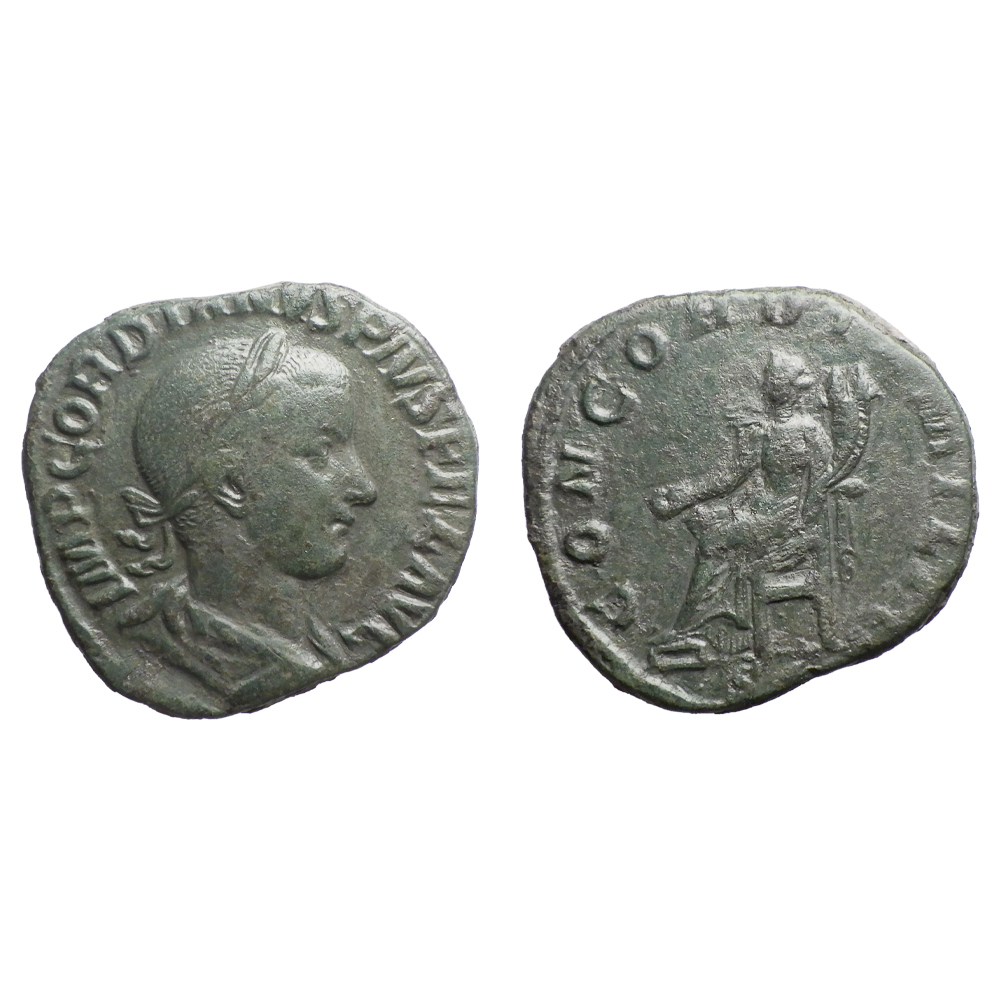 【古代ローマコイン】Gordian III（ゴルディアヌス3世）クリーニング済 ブロンズコイン 銅貨 セステルティウス(hYeWF68GKf)_画像1