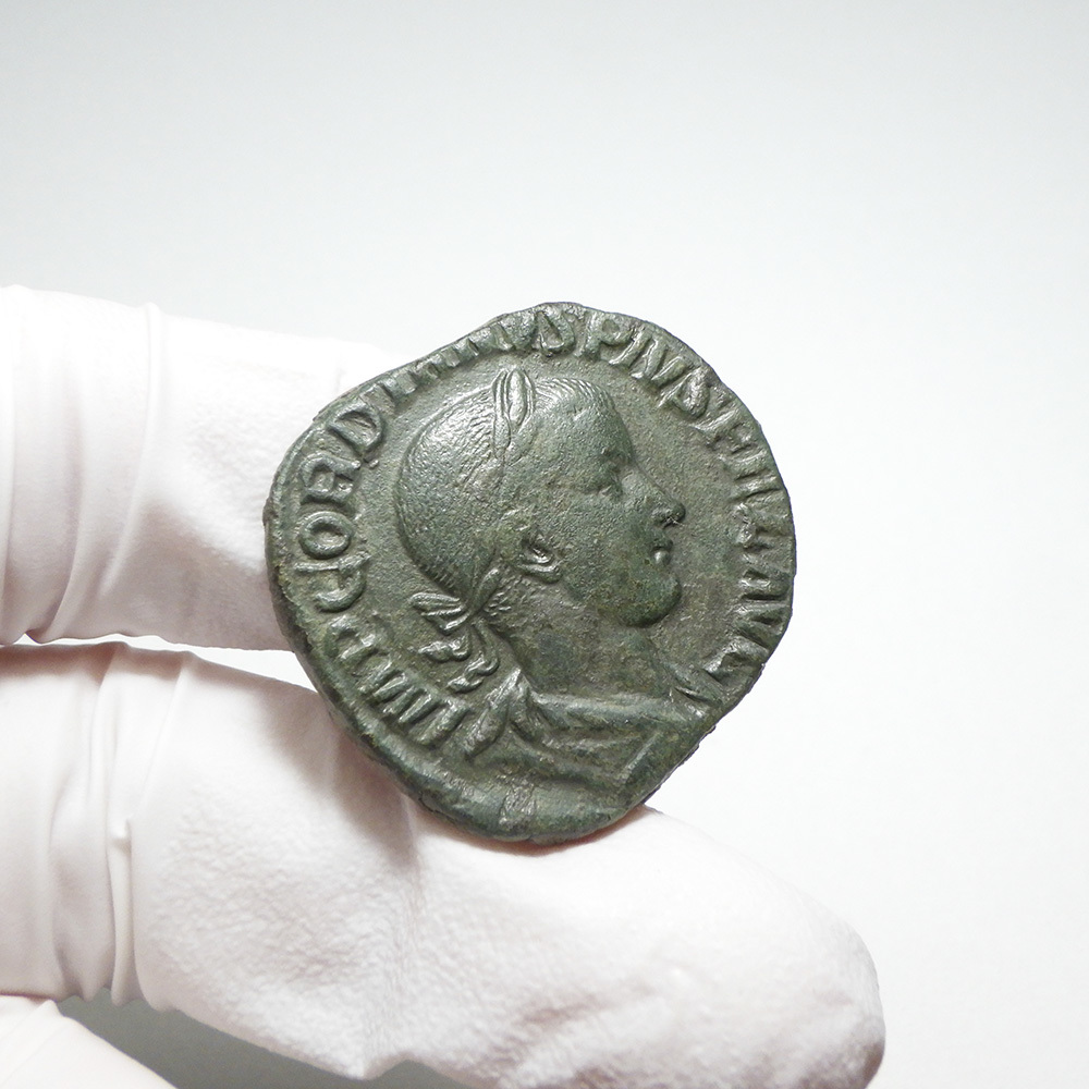 【古代ローマコイン】Gordian III（ゴルディアヌス3世）クリーニング済 ブロンズコイン 銅貨 セステルティウス(hYeWF68GKf)_画像4