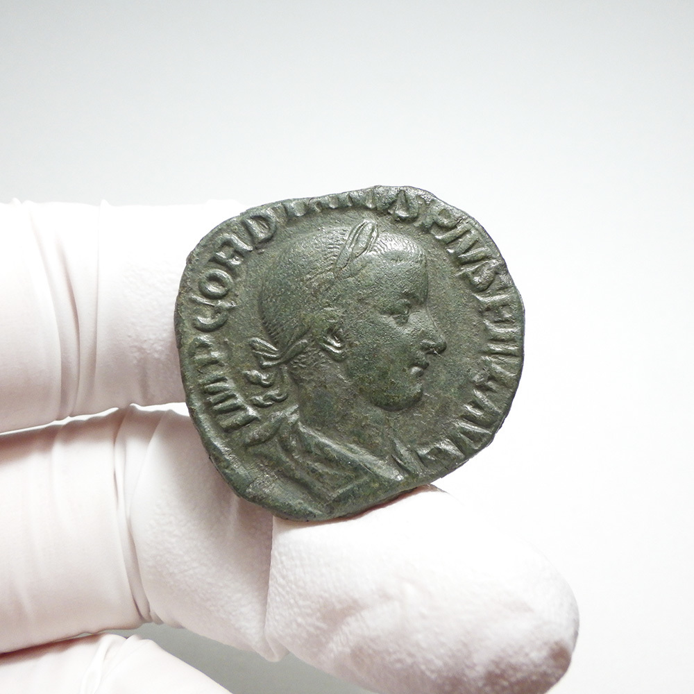 【古代ローマコイン】Gordian III（ゴルディアヌス3世）クリーニング済 ブロンズコイン 銅貨 セステルティウス(hYeWF68GKf)_画像2