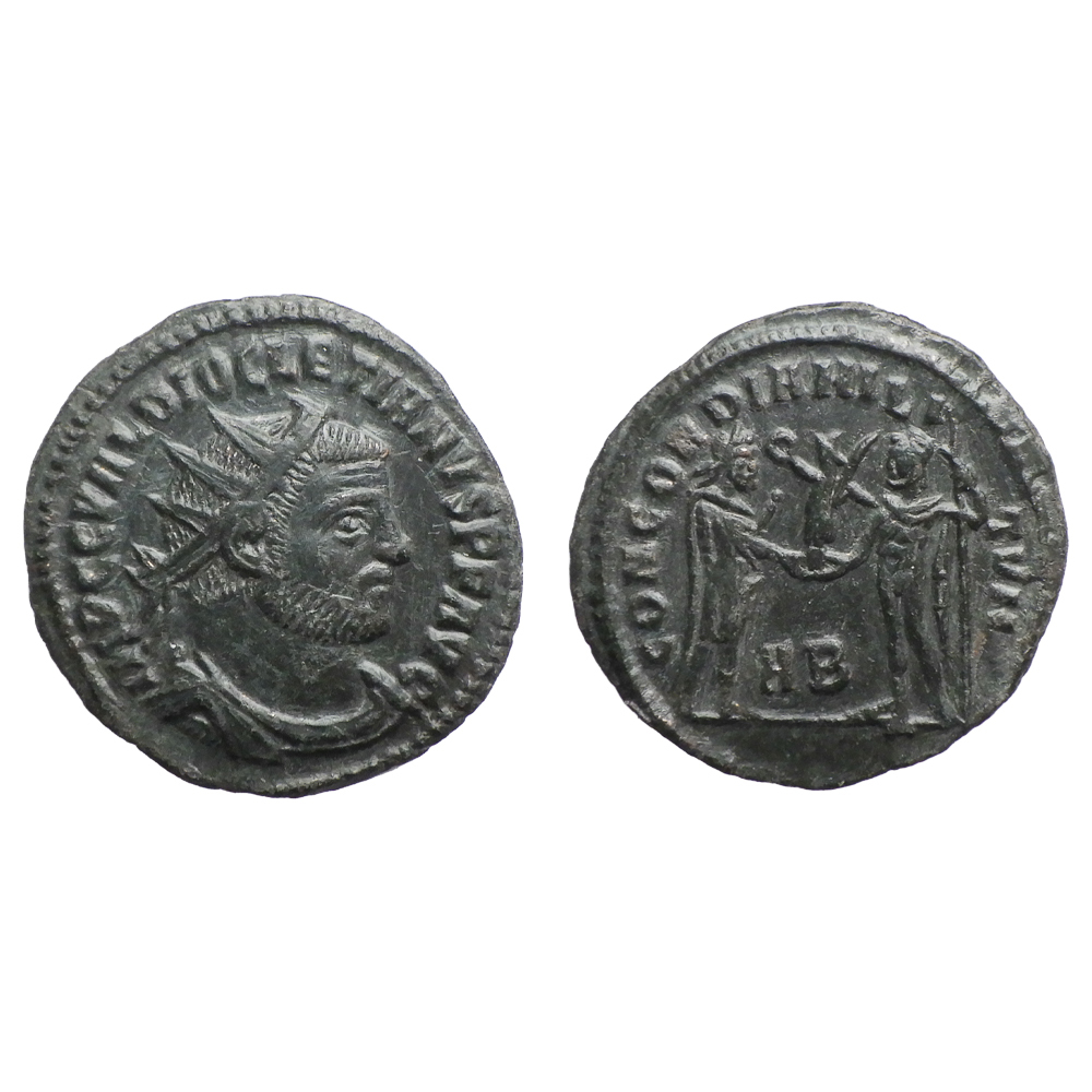 【古代ローマコイン】Diocletian（ディオクレティアヌス）クリーニング済 ブロンズコイン 銅貨 アントニニアヌス(WyrC4RDEnU)_画像1