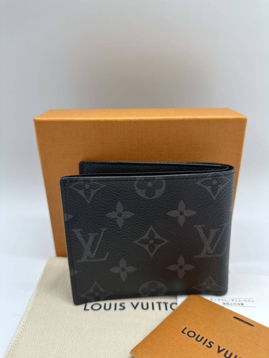 LOUIS VUITTON ルイヴィトン モノグラム エクリプス ポルトフォイユマルコ M62545 2つ折り財布 ICタグ メンズ レディース ブラック 黒