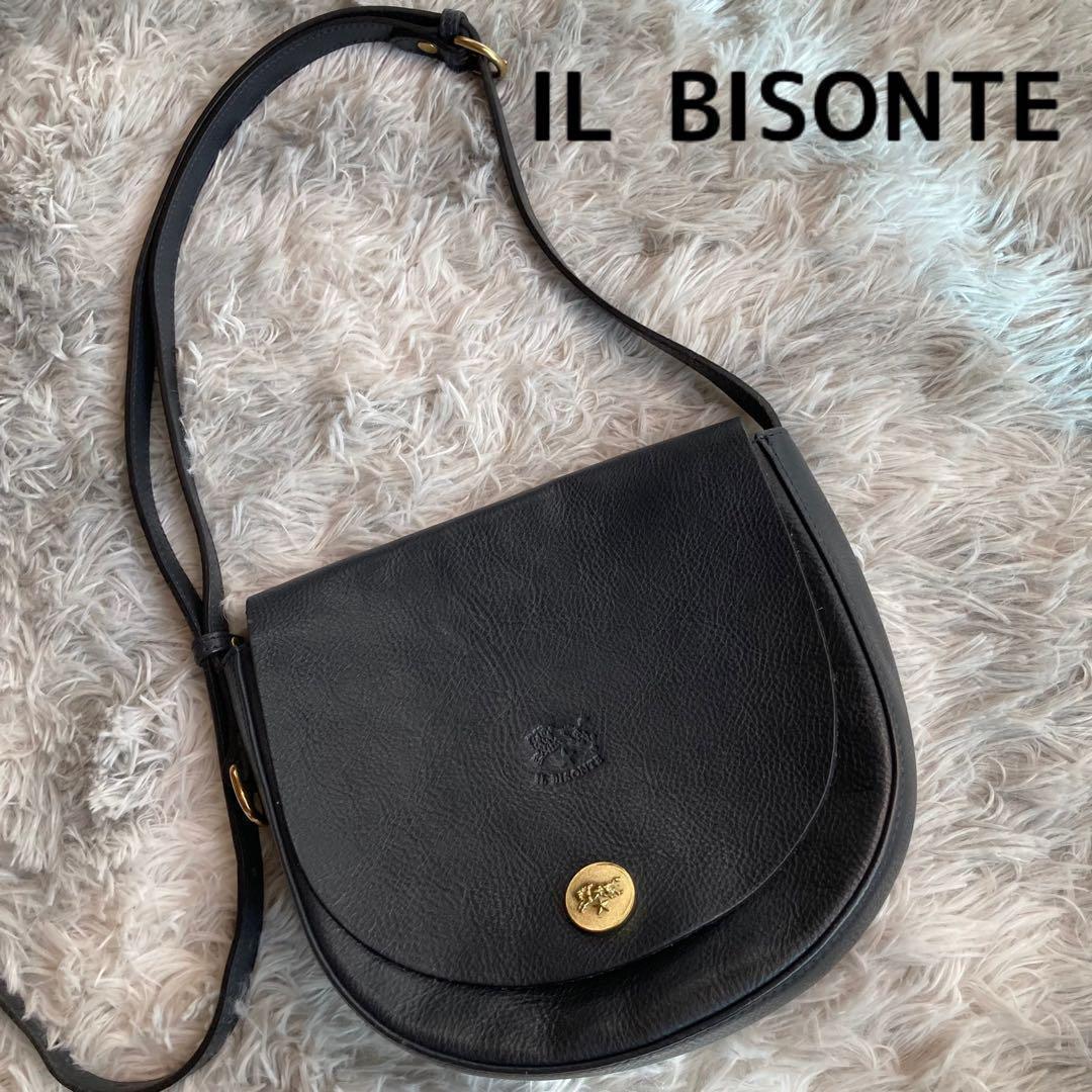 IL BISONTE イルビゾンテ ショルダーバッグ 金ボタン 保存袋付 レザー