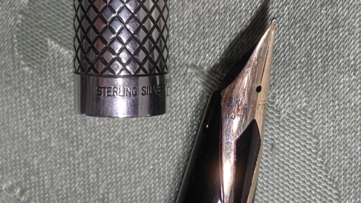ヴィンテージ 1970年代 シェーファー 純銀 925 シルバー インペリアル 万年筆（13.6㎝29g）ペン先14k 初期タッチダウン方式