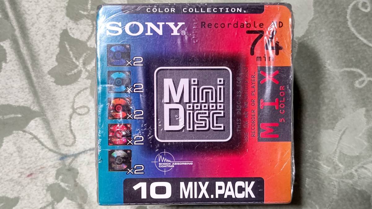 1-1 日本製 MD ミニディスク SONY ソニー color collection 5色×2枚 計10枚パック 74分 10MDW74KX 未開封_画像1