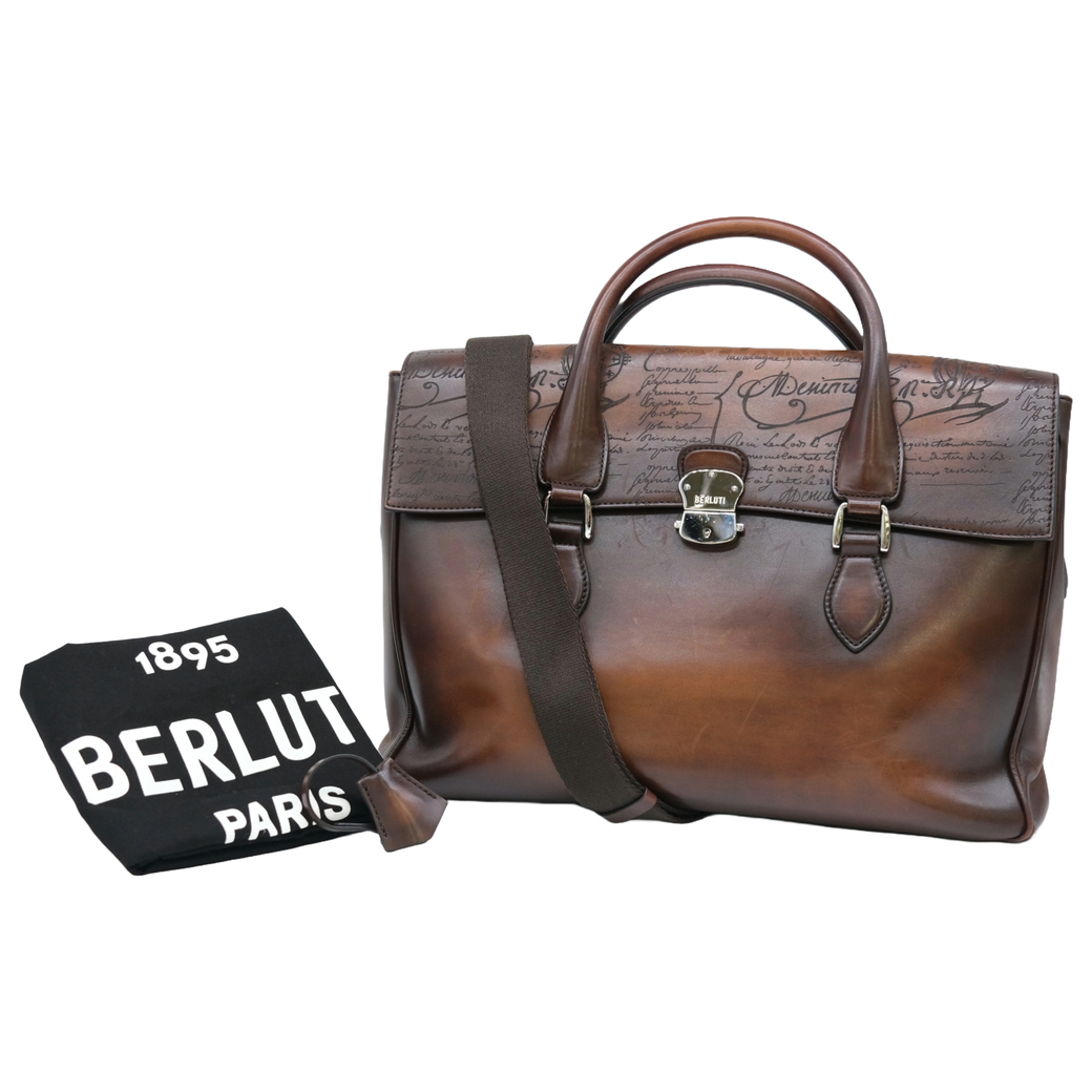 【お値引き】【美品】Berluti ベルルッティ カリグラフィー ビジネスバッグ 書類カバン ブリーフケース スクリットレザー トバコ ブラウン_画像1