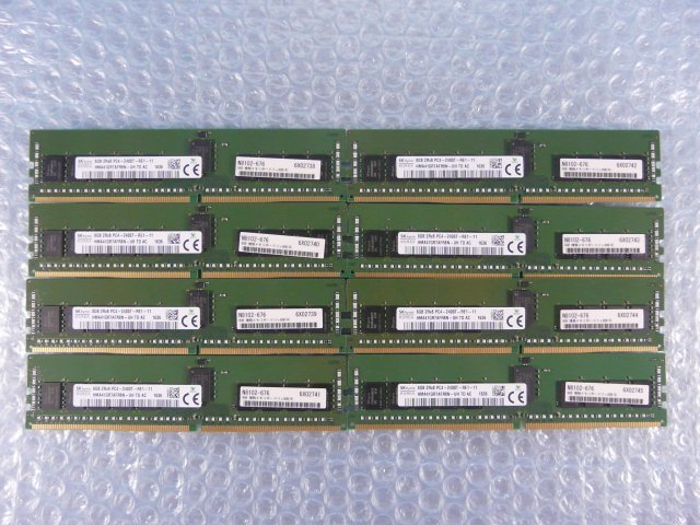 1OUX //8GB 8枚セット計64GB DDR4 19200 PC4-2400T-RE1 Registered RDIMM 2Rx8 HMA41GR7AFR8N-UH N8102-676//NEC Express5800/R120g-1E取外
