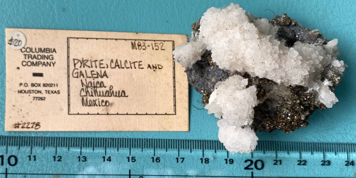 鉱物標本　Pyrite Calcite and Galena 黄鉄鉱　方解石　方鉛鉱　メキシコ産_画像2