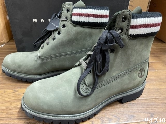 サイズ10 (メンズ28cm)■新品 本物■MARNIマルニ x ティンバーランドTIMBERLANDコラボ Wネーム カーキグリーン系 レザーブーツ