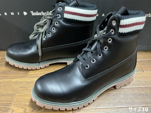 サイズ10 (メンズ28cm)■新品 本物■MARNIマルニ x ティンバーランド TIMBERLAND コラボ Wネーム ブラック レザーブーツ