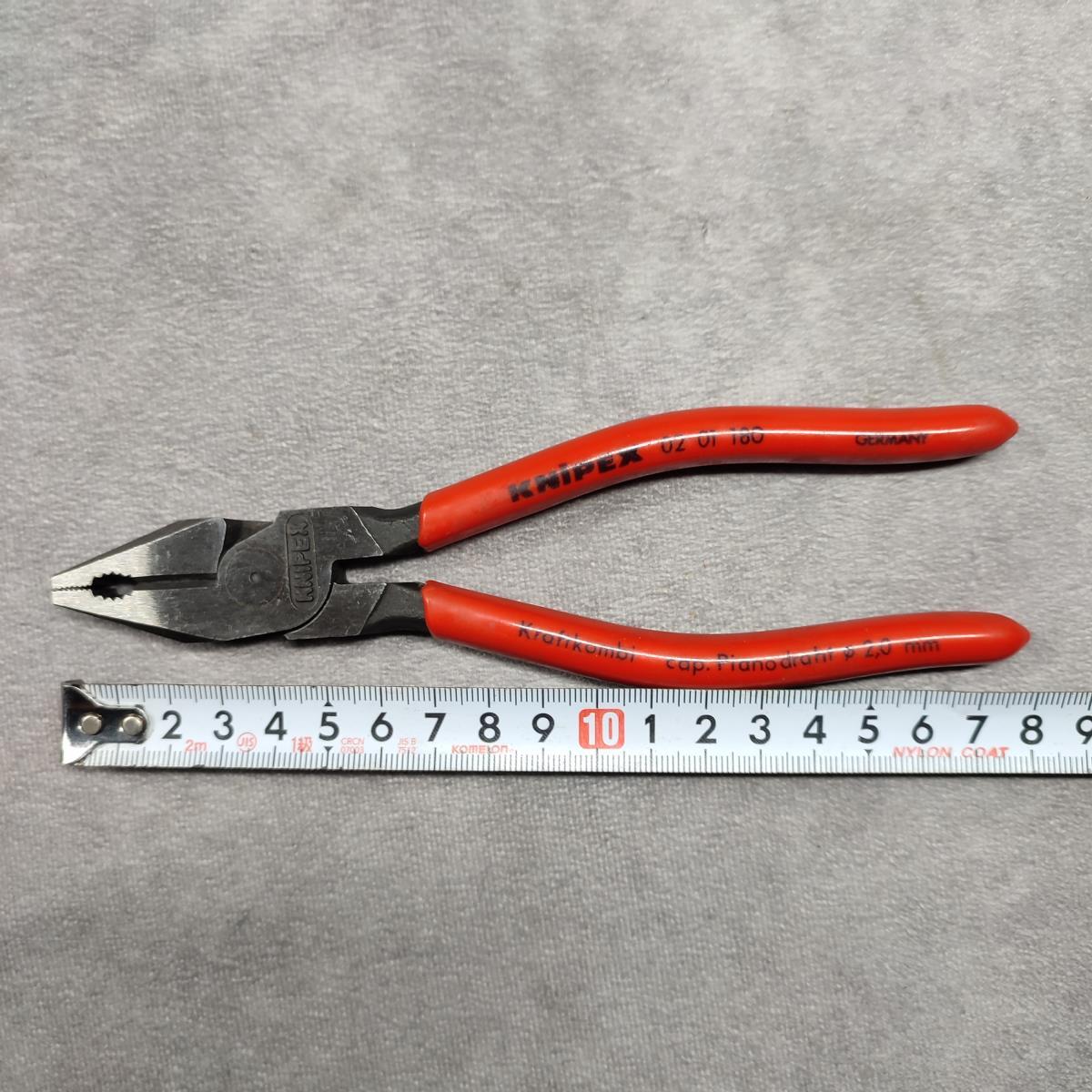 Y161 KNIPEX クニペックス 02 01 180 強力型ペンチ 切断能力 ピアノ線 Φ2.0㎜ 工具 ハンドツール DIY 中古品_画像10