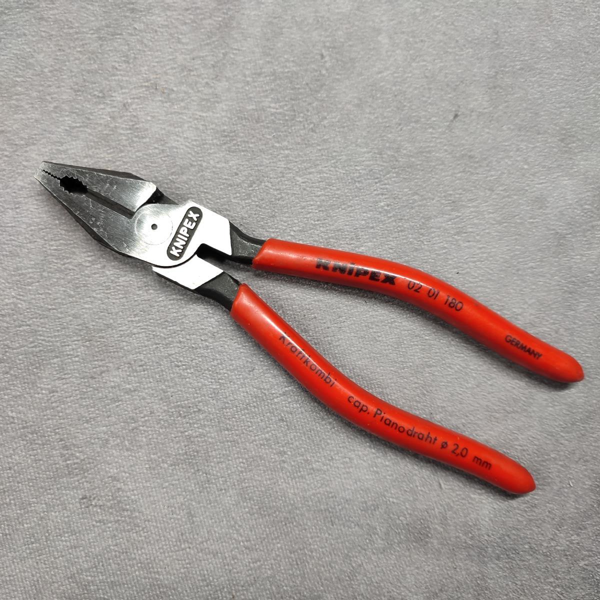 Y161 KNIPEX クニペックス 02 01 180 強力型ペンチ 切断能力 ピアノ線 Φ2.0㎜ 工具 ハンドツール DIY 中古品_画像1