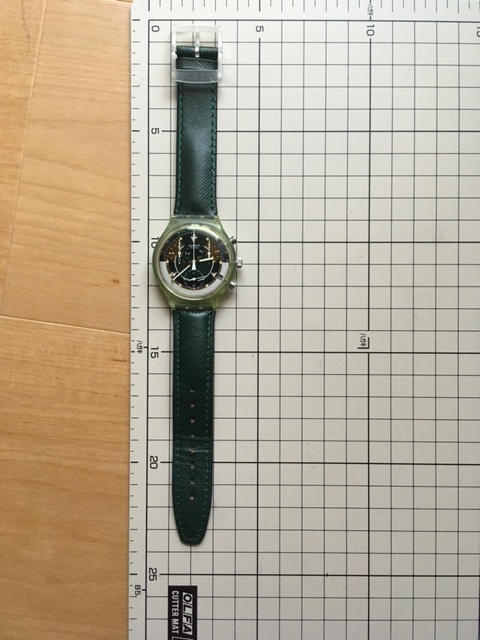 良好 レア ヴィンテージ swatch スウォッチ SWISS AG1993 クロノグラフ デイト グリーンカラー クオーツ メンズ 腕時計の画像6