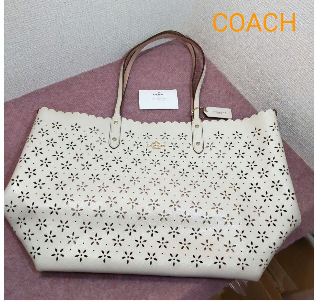 ★COACH★コーチ★レザートートバッグ★フラワー★パンチング★花柄★