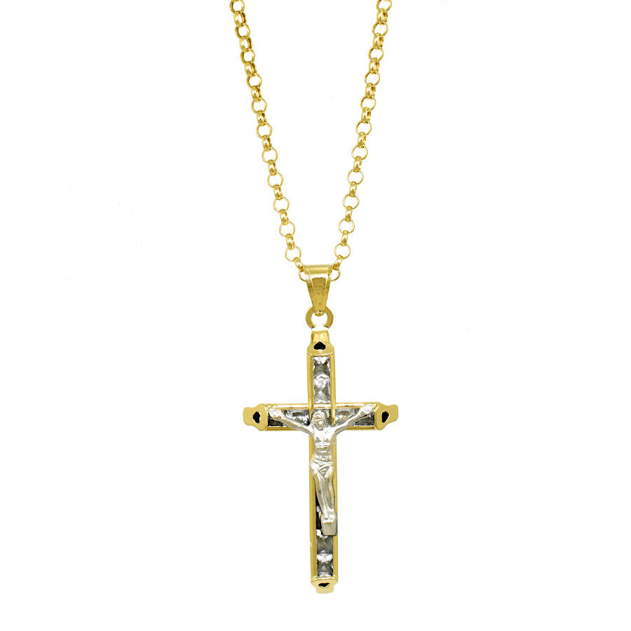 1点限定 新品同様 ペンダント ネックレス クロス 十字架 キリストモチーフ K18イエローゴールド リバーシブル アクセサリー