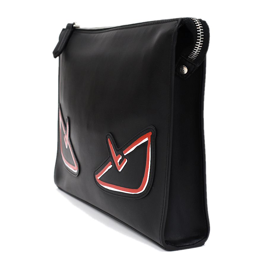 1 пункт ограничение Fendi клатч ручная сумочка bagz I Monstar 7VA433 кожа черный FENDI