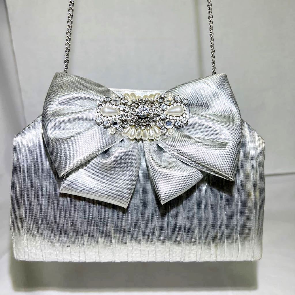  party bag shoulder bag wedding . call lady's bag silver color silver ribbon (09075 average 