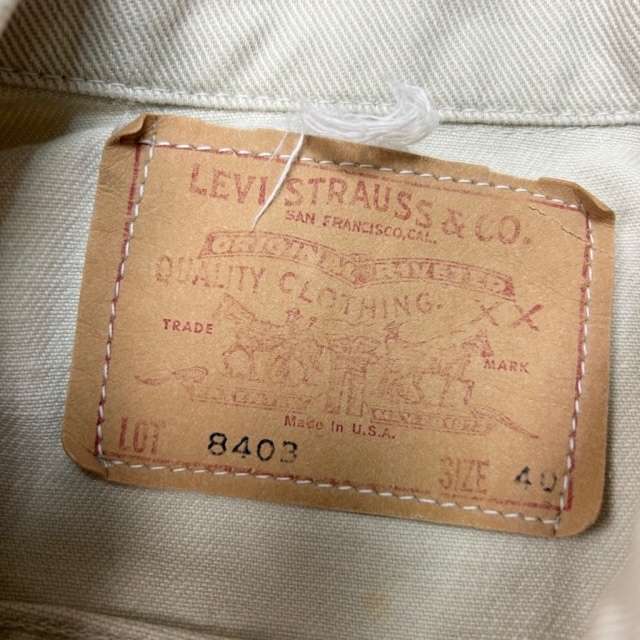 USA古着 60s USA製 オリジナル LEVIS 840B コットンツイルジャケット 40 生成り ヴィンテージ リーバイス トラッカージャケット●60