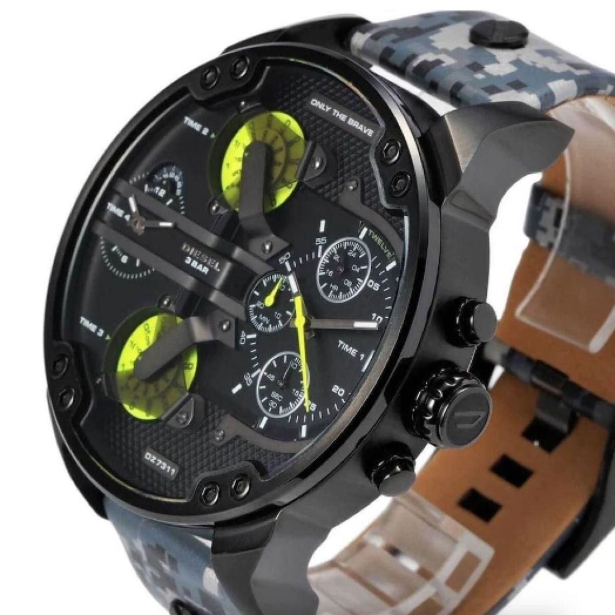【DIESEL】ディーゼル ミスターダディ 腕時計 メンズ DZ7311 迷彩柄 カモフラ レザー クロノグラフ ブランド