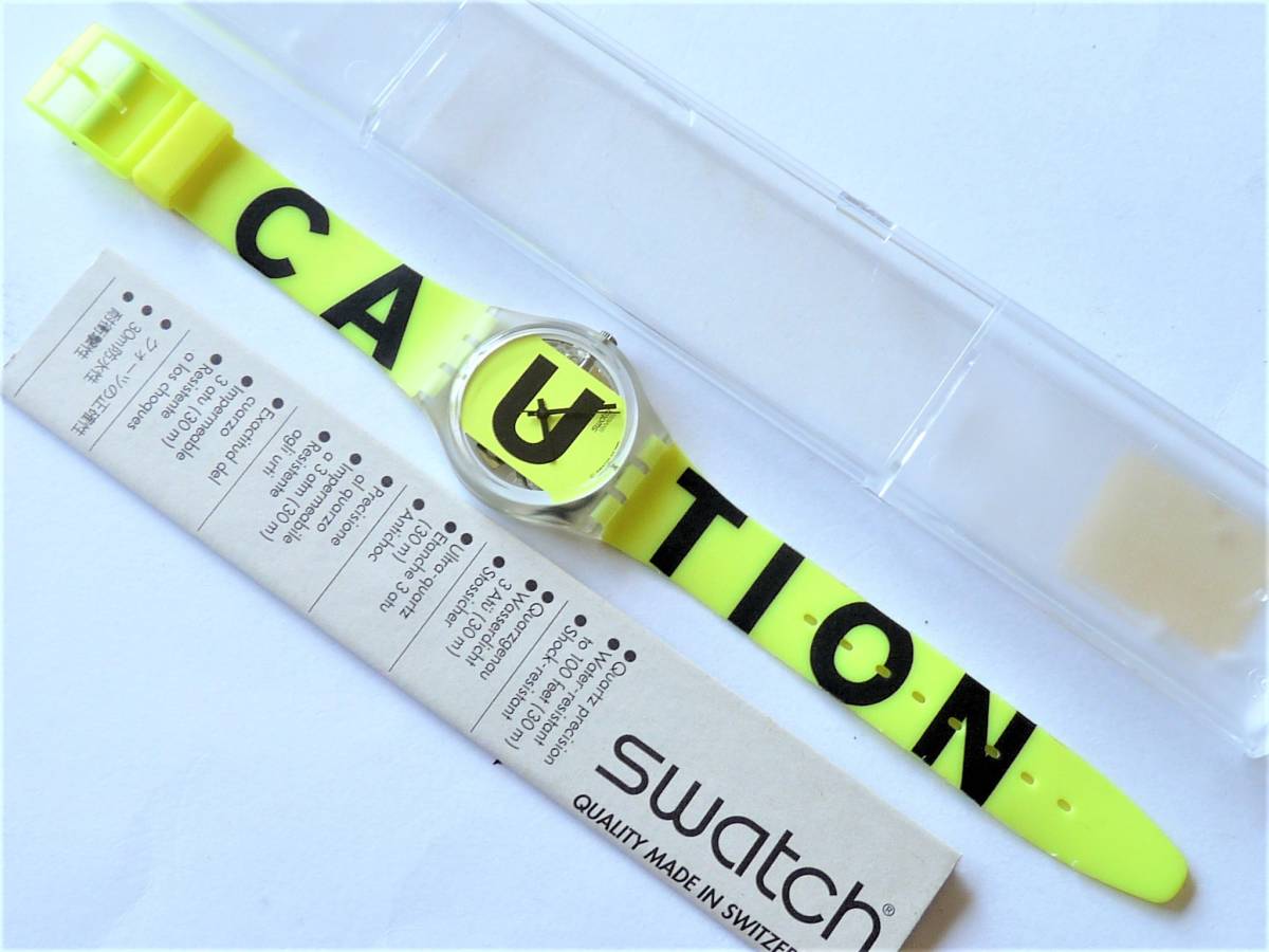 未使用電池交換済 スウォッチ レギュラーモデル Swatch 1996年 注意 Caution 品番GK224