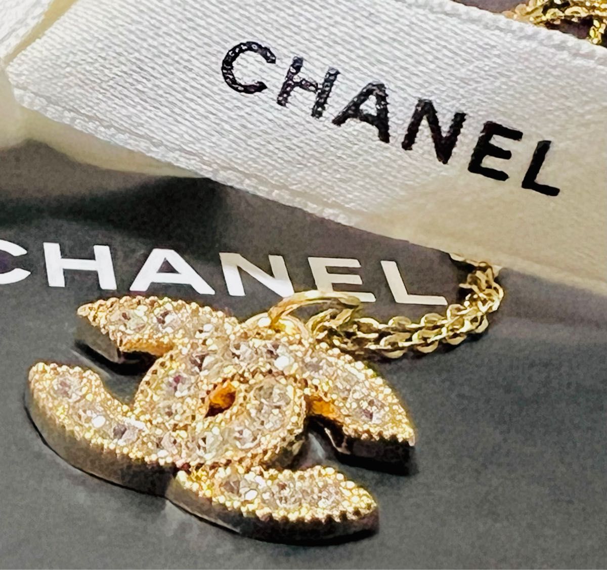 CHANEL シャネル　ヴィンテージ　ラインストーンココマークネックレス〈CHANEL刻印〉