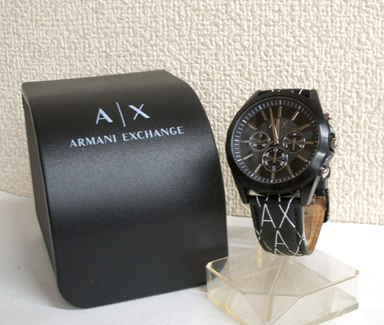 動作OK◎アルマーニ エクスチェンジ AX2628 腕時計 アナログ ブラック 黒 メンズウォッチ レザーベルト Armani Exchange　札幌市 豊平区