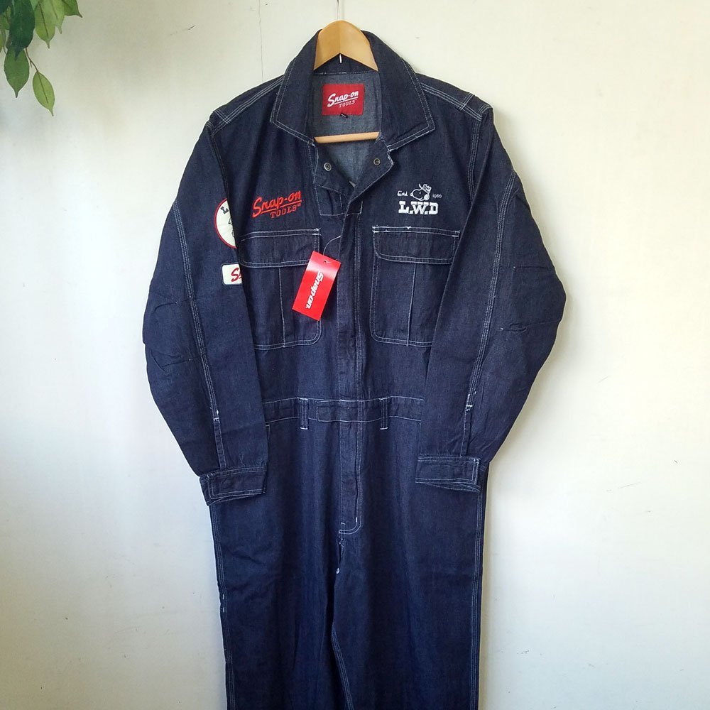 H305 Snap-om スナップオン PEANUTS L.W.D DENIM/OVERALL デニム つなぎ スヌーピー サイズLL コラボモデル 作業着 作業服 長袖 ツナギ