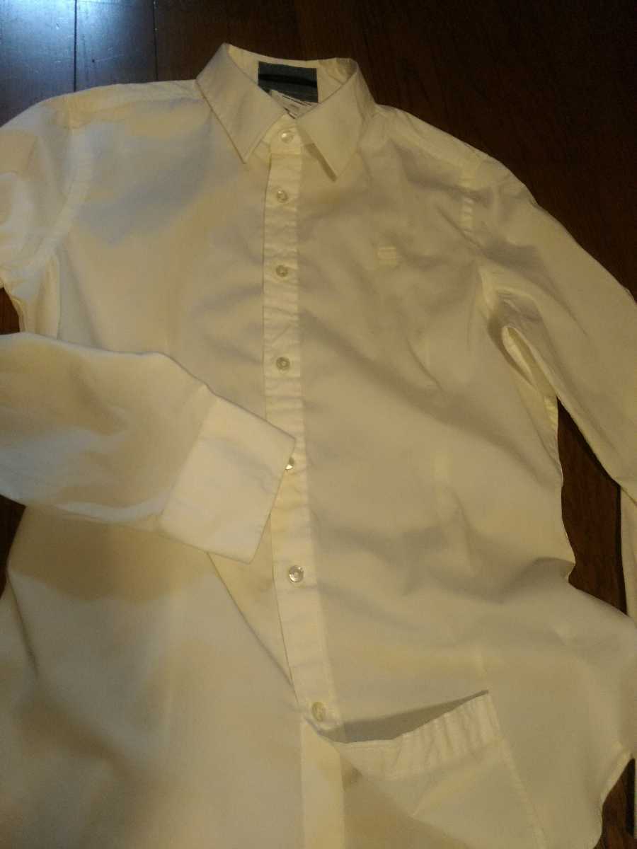 ジースターロウ　GSTARROW　コットンストレッチ　長袖ドレスシャツ　ワイシャツ　メンズ　ロゴ刺繍　白　Ｍサイズ　正規品_画像2
