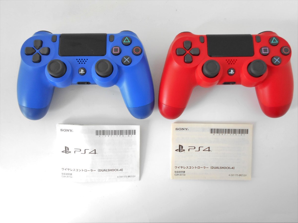 ●PS4 コントローラー DUALSHOCK4 CUH-ZCT2J ブルー / レッド 2台 SONY 純正 プレイステーション ジャンク PS2 コントローラー_画像2