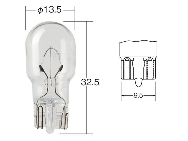 白熱 バルブ ウインカー ランプ ライト ウェッジ 12V 10W W2.1×9.5d T13 クリア 10個 ノーマルバルブ 小糸製作所 小糸 KOITO 1772_画像3
