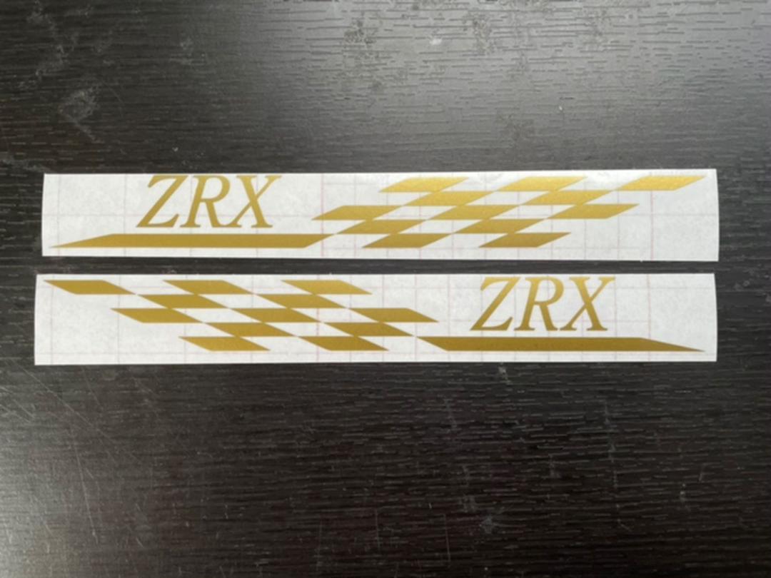 カワサキ ZRX チェッカーフラッグ カッティングステッカー 左右セット 金色_画像2