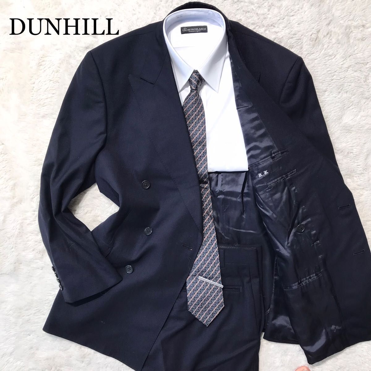 未使用級】DUNHILL ダンヒル スーツ ダブルブレスト ネイビー 濃紺