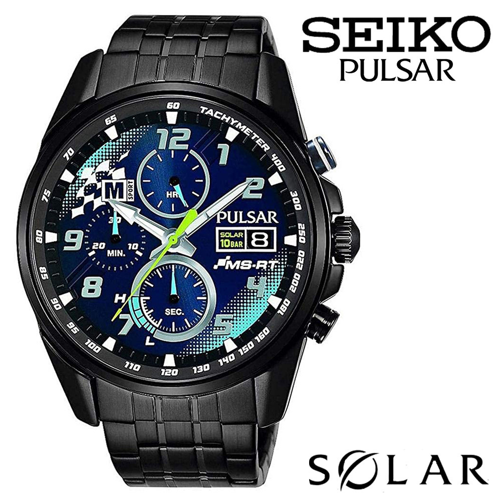 定番の中古商品 M Solar PULSAR SEIKO Sport ブルー 腕時計 100m防水